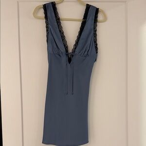 Cotton Candy Blue Chemise with Black Lace